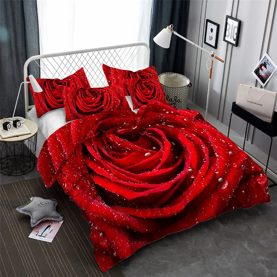 

HELENGILI 3D Bedding Set Flower Print Duvet Cover Set Lifelike Bedclothes with Pillowcase Bed Set Home Textiles