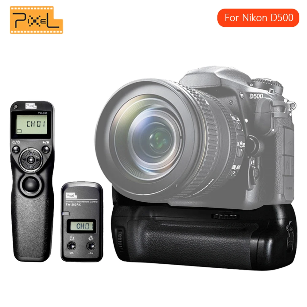 

PIXEL Vertax D17 Battery Grip D-17 for Nikon D500 DSLR Cameras + Pixel TW-283/DC0 Wireless Timer Shutter Release For Nikon