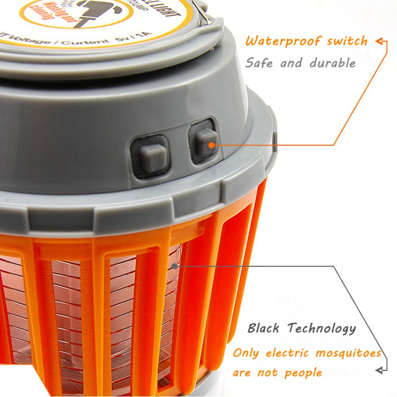 Солнечный Электронный комарный убийца с Светодиодная лампа портативная Водонепроницаемая многофункциональная походная лампа перезаряжаемая лампа для уничтожения насекомых