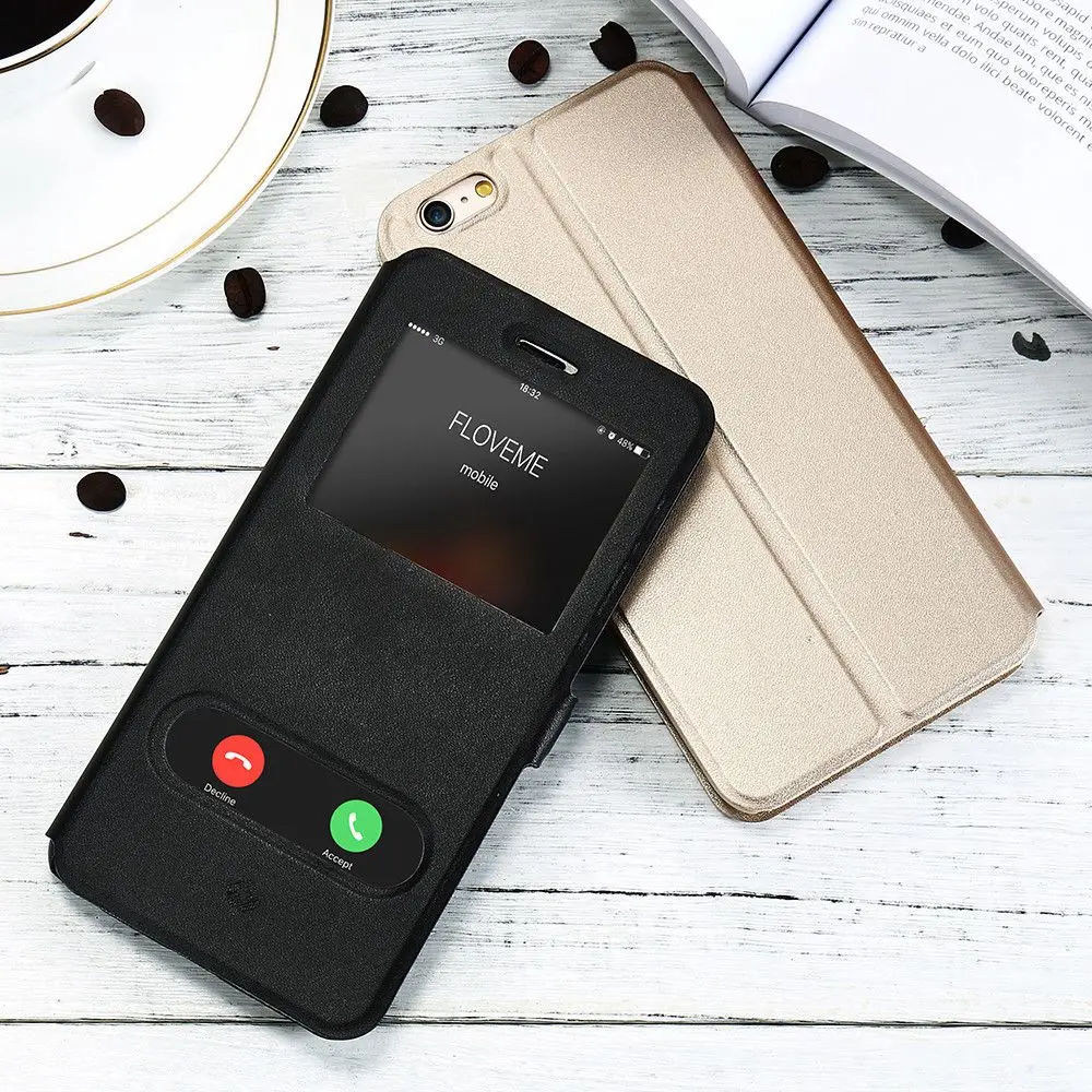 New Kisscase магнитных флип кожаный чехол для iPhone 6S 6 Plus 7 8 стоять Вид из окна