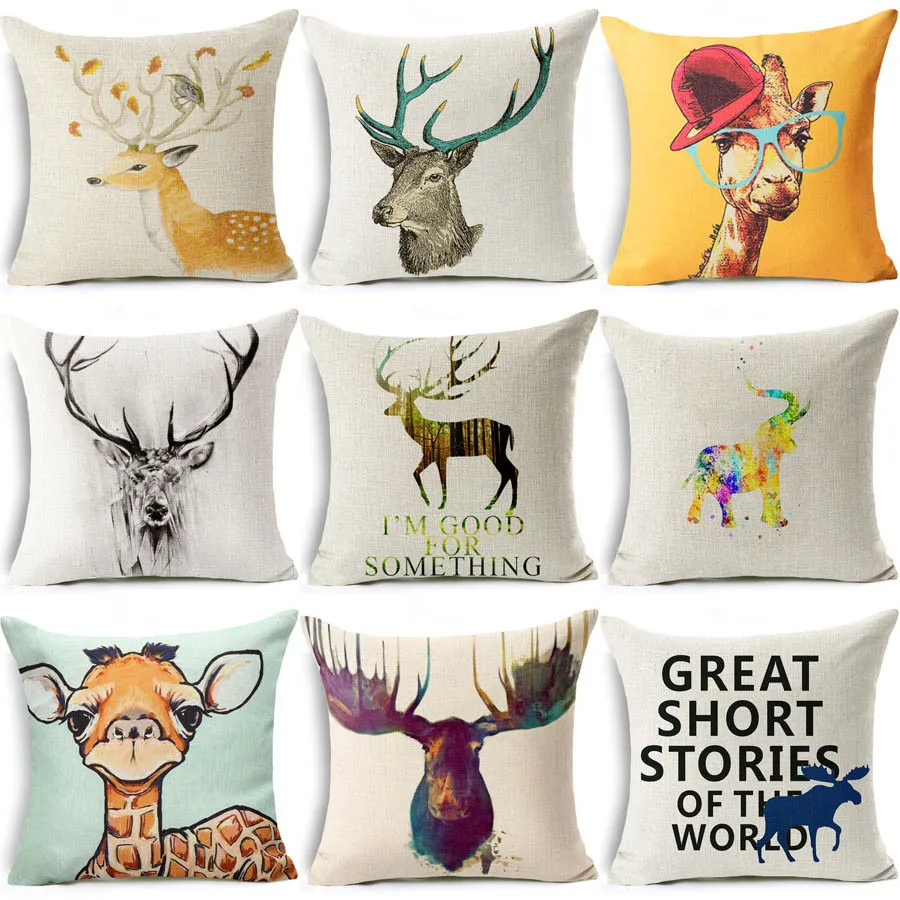 

Decorative Animal Pillow Cases Fashion Cotton Pillow Case Bedding Print Throw Squre Pillow Covers 45 * 45 Home Garden Textile