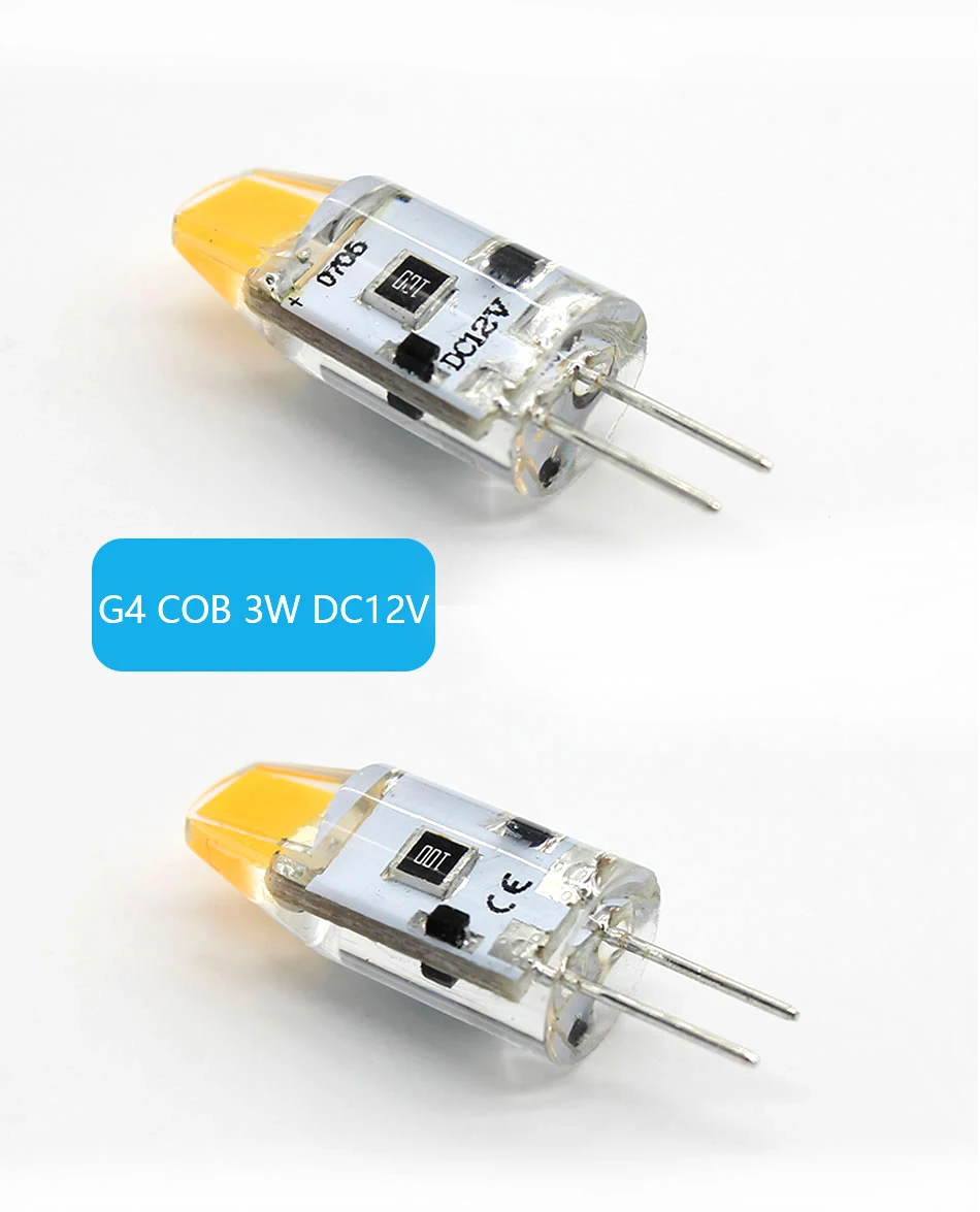 G4 Светодиодный светильник 12 В DC/AC 3 Вт 6 Вт светодиодный G4 светодиодный bombilla luz de la super brillante G4 COB de silicona bombillas ampolla G9