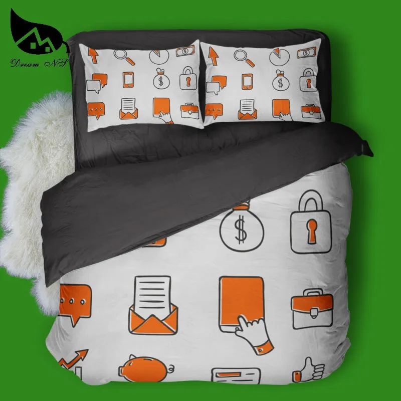 Dream Ns Cartoon Mobile Computer Icon Bedding Set Technology Icon Black King Size Quilt Cover Custom Kt09 Bedding Sets Aliexpress