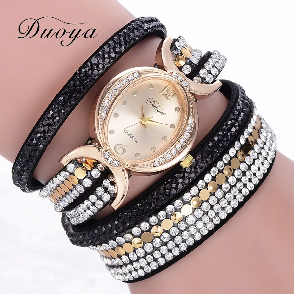 

2018 Duoya Brand Luxury Vintage Business Women Watch Fashion Gold Wristwatch Crystal Bracelet Dress Quartz Casual Ladies Clock