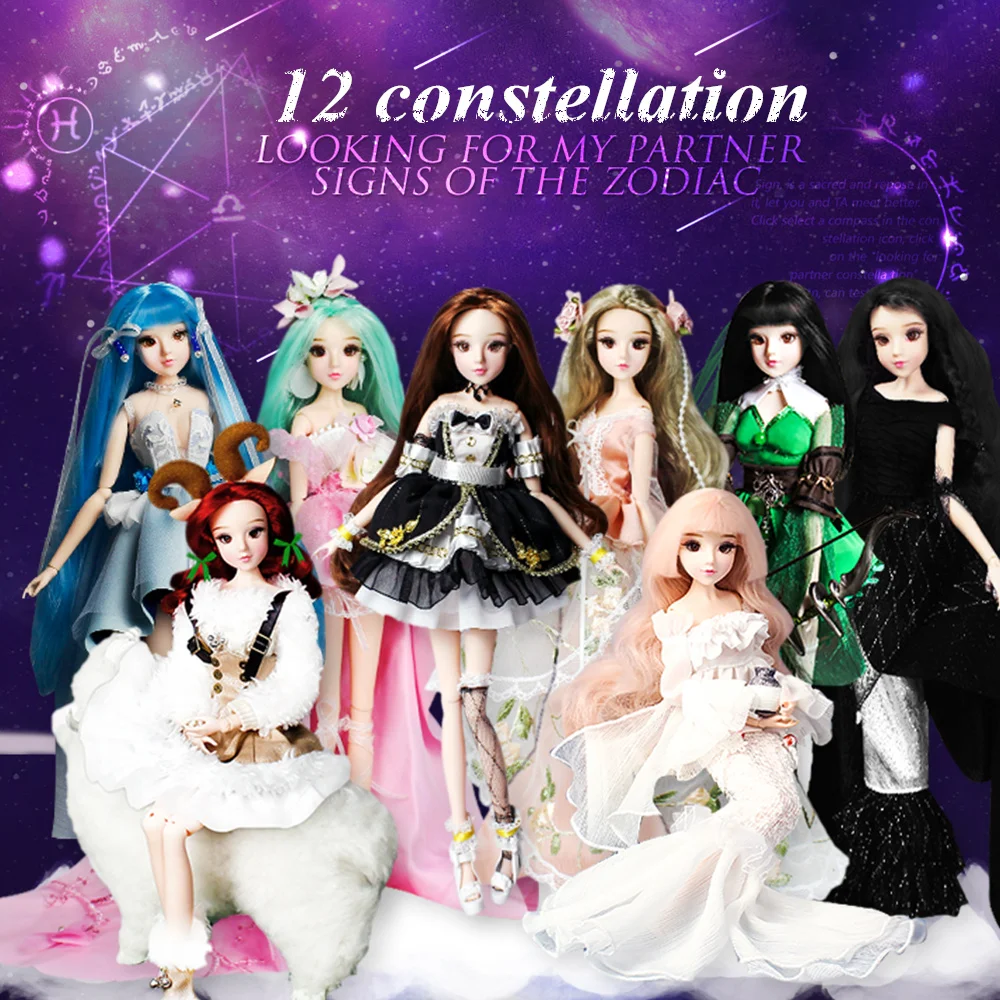 

MM Girl 12 constellations dolls BJD doll with clothes shoes stand 14 joint body it suitable for toy gift