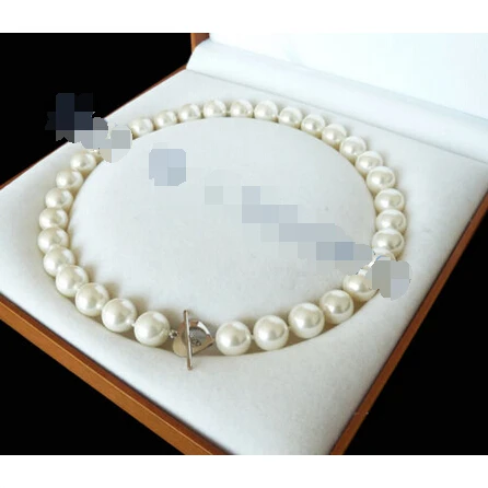 

Free shipping 12mm AAA+ White south sea shell pearl necklace 18"