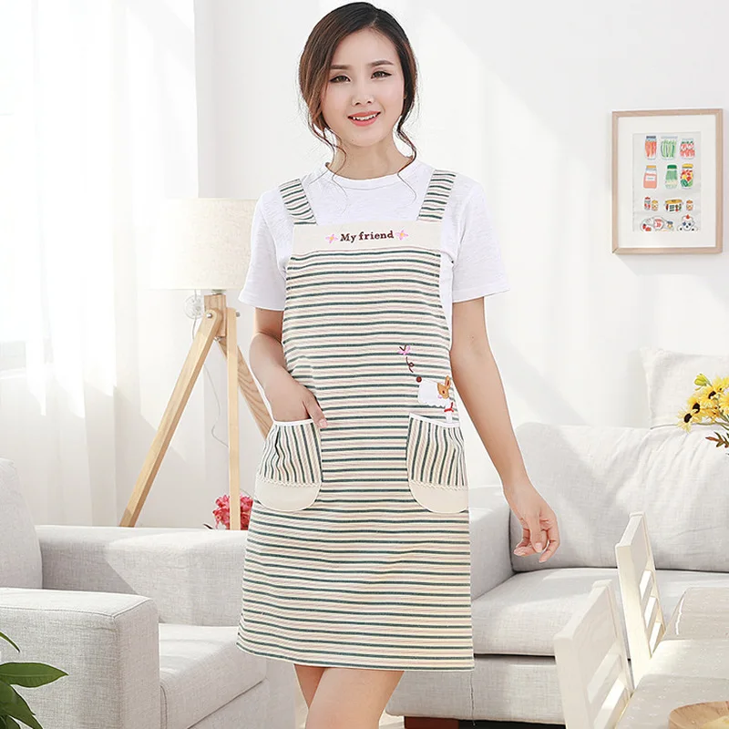 Kitchen anti-fouling apron Simple cotton and linen work shoulder-strap home | Дом и сад