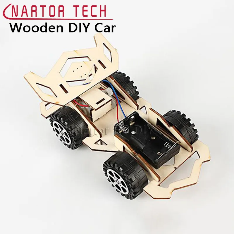 Деревянный гоночный автомобиль четырехколесный Автомобиль DIY Наука Образование