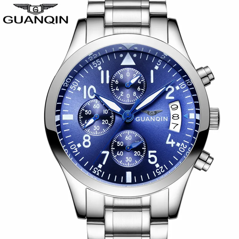 

GUANQIN Luxury Brand Men Sports Watches Men's Business Quartz Clock Stainless Steel Waterproof Wrist Watch relogio masculino