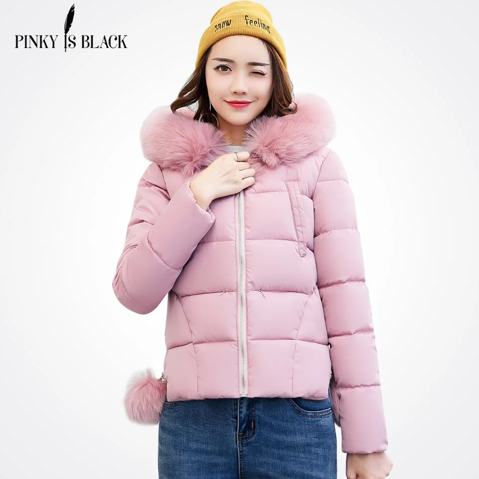 Buy Pinky Is Black Winter Jacket Women Short Jacket