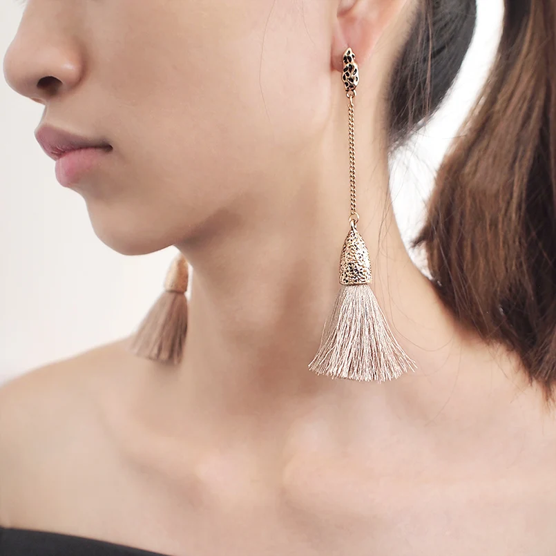 MANILAI Bohemia Long Tassels Earrings For Women Fashion Vintage Metal Statement Dangle Earrings Ethnic Earrings Jewelry Girls