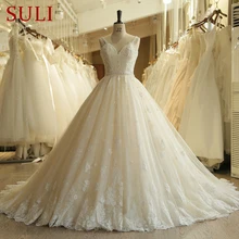 SL-023 Очаровательная Милая Аппликация Кружева Винтаж Жемчуг свадебное платье