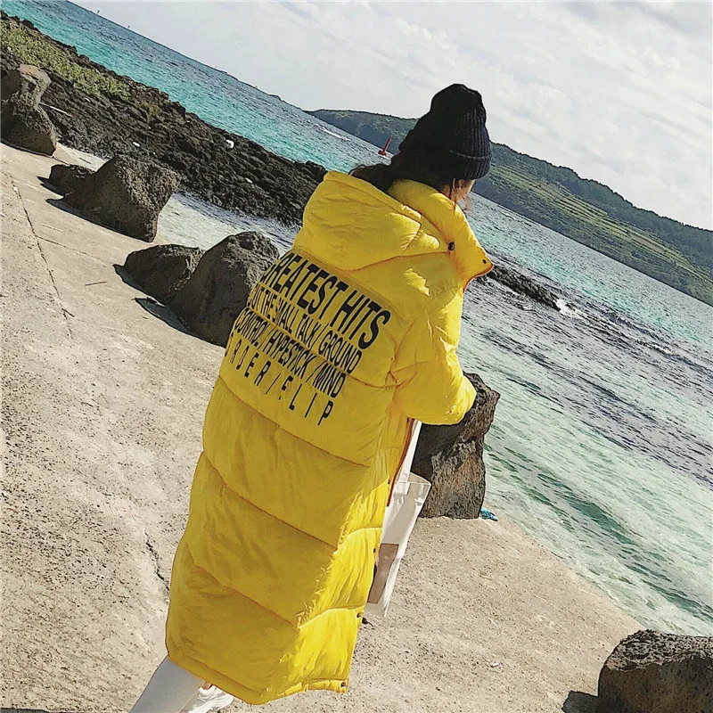 Goede 2020 Vrouwen Winter Brief Print Zwart Geel Maxi Lange Eend Down Jas Dames Warme Parka Plus Size Losse Lange Down jassen N906