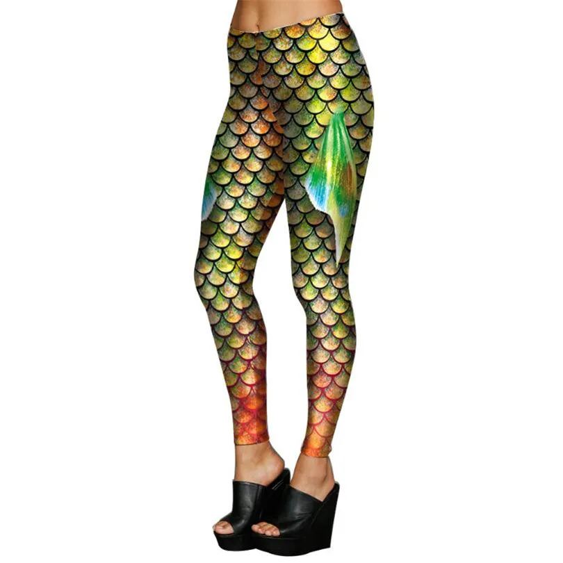 CUHAKCI Fish Scale Sexy Leggings Print Mermaid Legging For Women