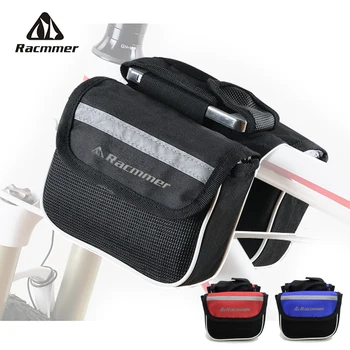 

Racmmer Waterproof Cycling Bag Bike Front Top Tube Saddle Bag Frame Pannier Bag Rack Reflective Bicycle Accessories #PJ-11