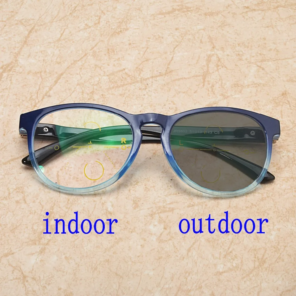 Plastic frame oval universal photochromic look far away near multi