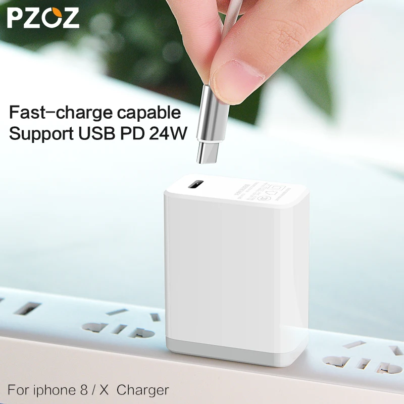 PZOZ PD Зарядное устройство usb 24 Вт 29 Вт для iphone Xs max Xr X 8 Plus ipad pro type c usb-c зарядный кабель Быстрая зарядка usb c PD адаптер