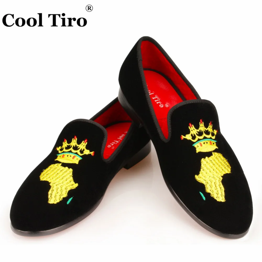 Cool Tiro/черные вельветовые тапочки; мужские лоферы с вышивкой в африканском стиле карта Мокасины нежный Для мужчин слипоны Туфли без каблуков Для Мужчин's повседневную одежду; официальная обувь