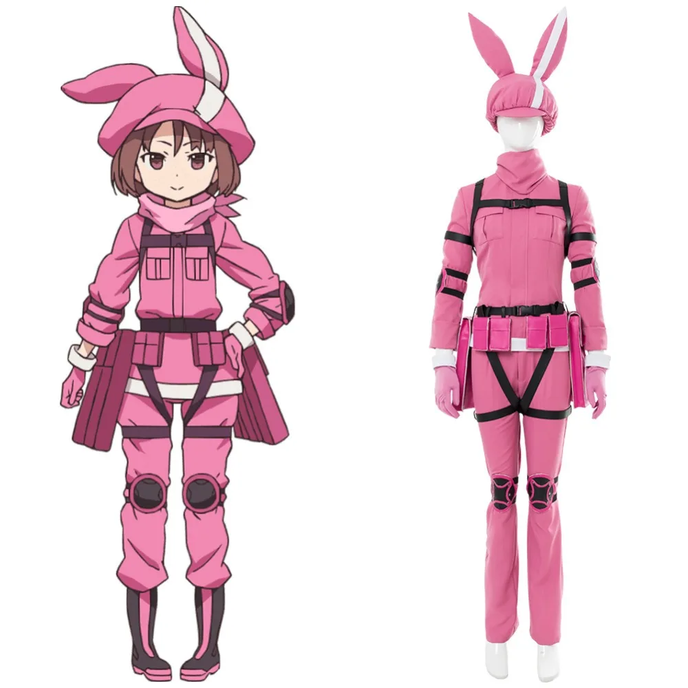 Sword Art Online Cosplay Alternative - Gun Gale Online LLENN Cosplay Costume Pink Outfit Halloween Carnival Costumes Sword Art Online Cosplay Alternative - Gun Gale Online LLENN Cosplay Costume Pink Outfit Halloween Carnival Costumes
