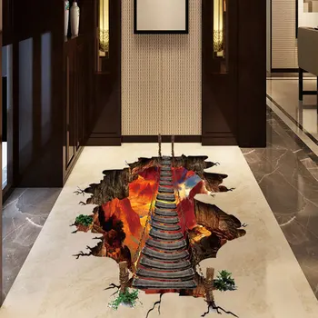 

3d Valley Rope Bridge Floor Stickers For Bedroom Living Room Home Decoration Diy Landscape Wall Mural Art Pvc Decals