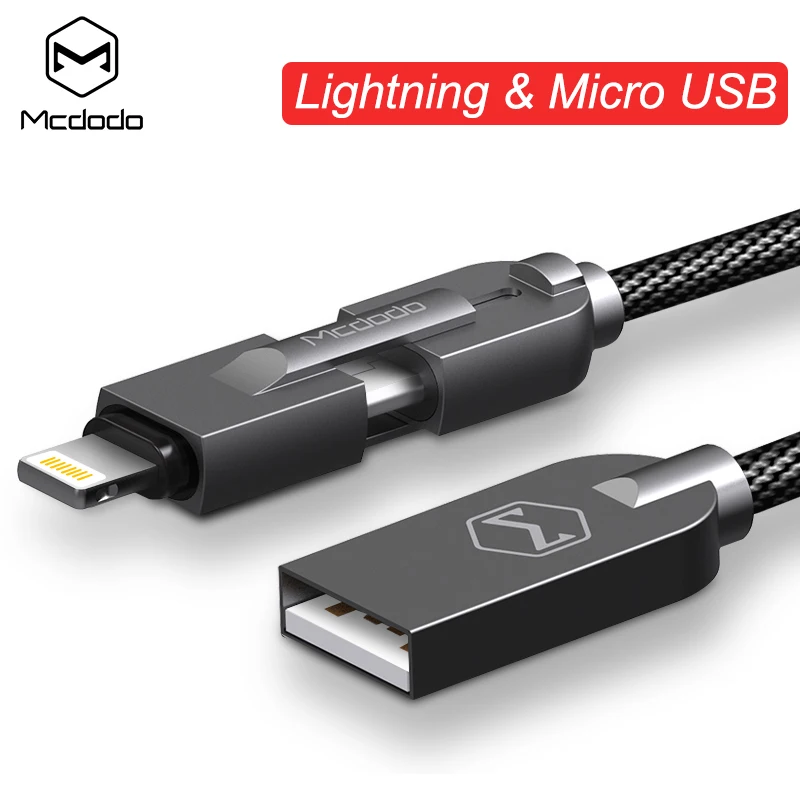 Mcdodo USB кабель для iPhone Xs Max 8 7 6 Lightning-USB кабель 2 в 1 Micro USB кабели для samsung huawei Xiaomi зарядный шнур