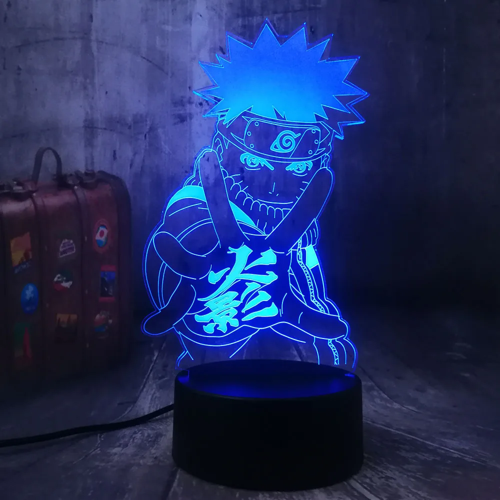 Новинка Наруто Аниме Uzumaki Наруто 3D ночной светильник светодиодный USB настольная лампа для сна домашний декор Детская игрушка для мальчика Праздничный Рождественский подарок