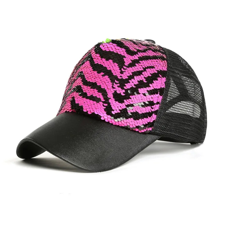 OIONINOS блеск хвостик Бейсбол Кепки женский рюкзак кепки в стиле хип-хоп Женская пайетки блестящие летние Шапки сетки Выходная шляпа Bone F5