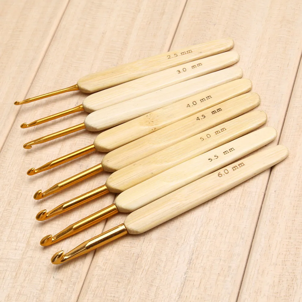 8 шт. Алюминиевые крючки для вязания размеров 2 5 6 мм|bamboo crochet hook set|crochet needle set
