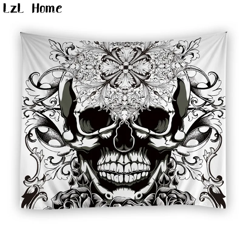 LzL Casa 1 PS poliéster skull tree auricular copa tapiz gobelino jacquard rectángulo 3d wall hanging toallas de playa
