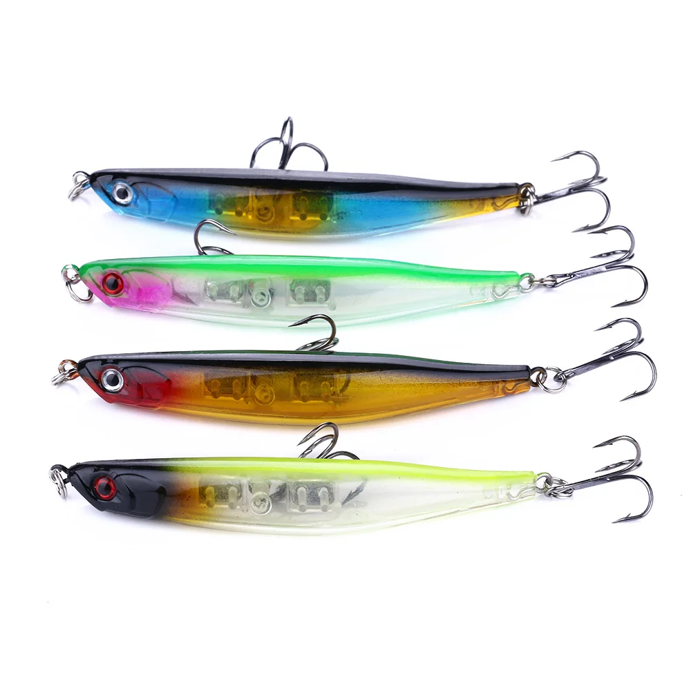 

HENGJIA 4PCS Lifelike Fishing Hard Minnow Lure Surface Dying Fish Bait 7.5g 9cm Plastic Wobbler Bait