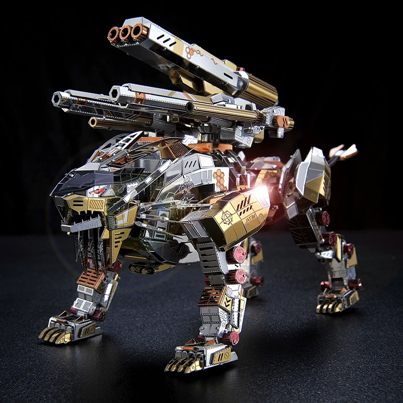 Microworld Models A Roaring Lion Knight model DIY laser cutting Jigsaw puzzle fighter model 3D metal Puzzle Toys for adult gifts 2