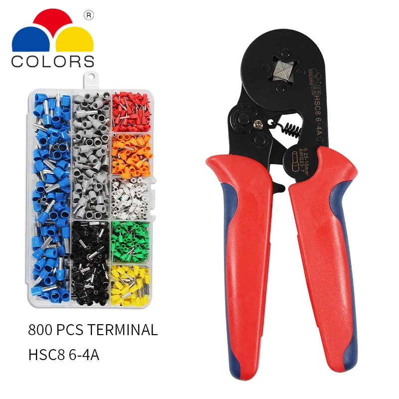 

Ferrule Crimping Tool Kit - Ferrule Crimper Plier w/ 800pcs Wire Ferrules Wire Ends Terminals AWG 23-7 (0.25-10mmІ)