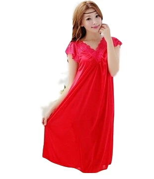 

2019 Women Red Lace Sexy Nightdress Girls Plus Size Large Size Sleepwear Nightgown Night Dress Skirt For Women Sexy