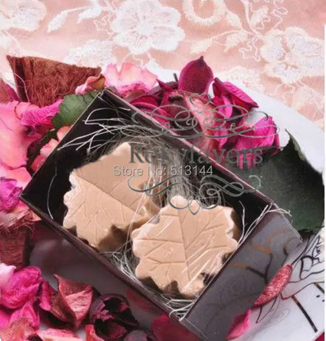 Free Shipping 100sets Fall In Love Maple Leaf Secented Soap