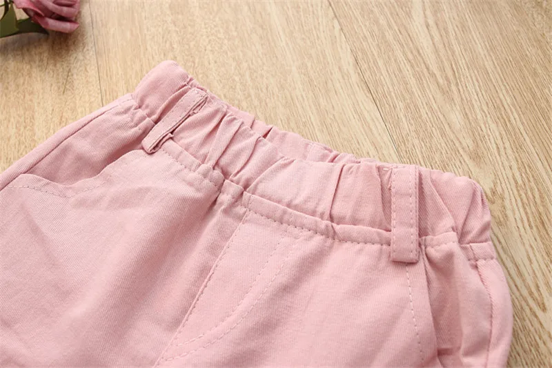 Бренд года, комплект летней одежды для девочек, футболка с тортом и розовые короткие штаны милые хлопковые комплекты для детей, Детский сарафан
