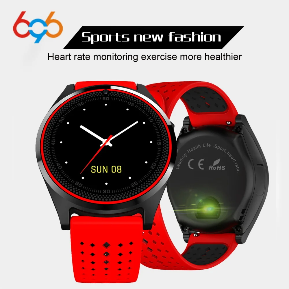 

696 V9 HR Bluetooth Smart Watch Camera Smartwatch Pedometer Health Sport Clock Hours Men Women Fitness Tracker For Android IOS