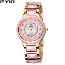 EYKI Черное Золото Керамические Женщин Часы 30 М Водонепроницаемые Reloj Mujer Marcas Famosas Luxury Женские Часы EMOS8635