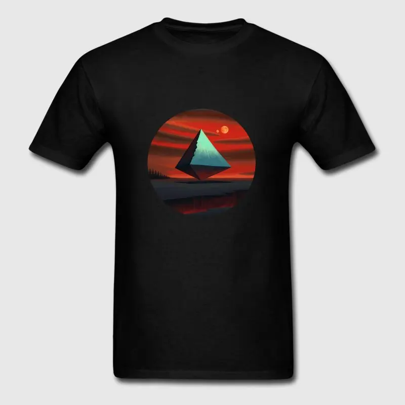 Printed Men's T-Shirt Top Quality Moon Pyramid T-Shirts Unisex Short Sleeve Camisa Round Collar Graphic | Мужская одежда