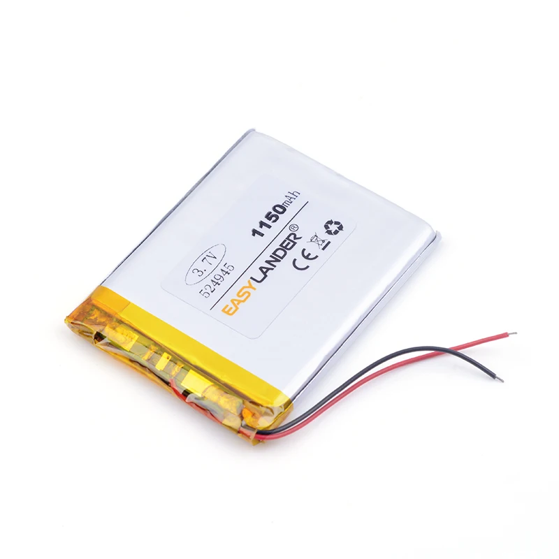 Лучший размер батареи 524945 3 7 V 1150mah литий-полимерный аккумулятор с защитной платой