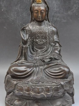

18"chinese Buddhism gilt fane Bronze Kwan-Yin GuanYin Bodhisattva Goddess statue