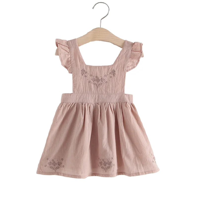 

Baby Girls Dress Summer Beach Ruffles Backless Dresses For Girls Vintage Cotton Linen Toddler Girl Clothing 2018 DQ872