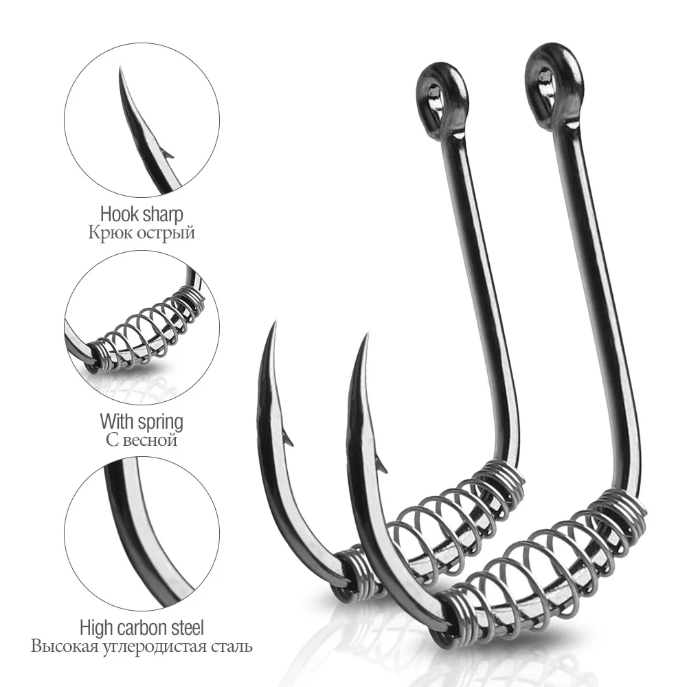 DONQL Spring Fishing Hooks 10/20/50pcs Set Barbed Swivel Jig Carp Hook Single Circle Fishhook Fly Fishing Accessories Tackle DONQL Spring Fishing Hooks 10/20/50pcs Set Barbed Swivel Jig Carp Hook Single Circle Fishhook Fly Fishing Accessories Tackle