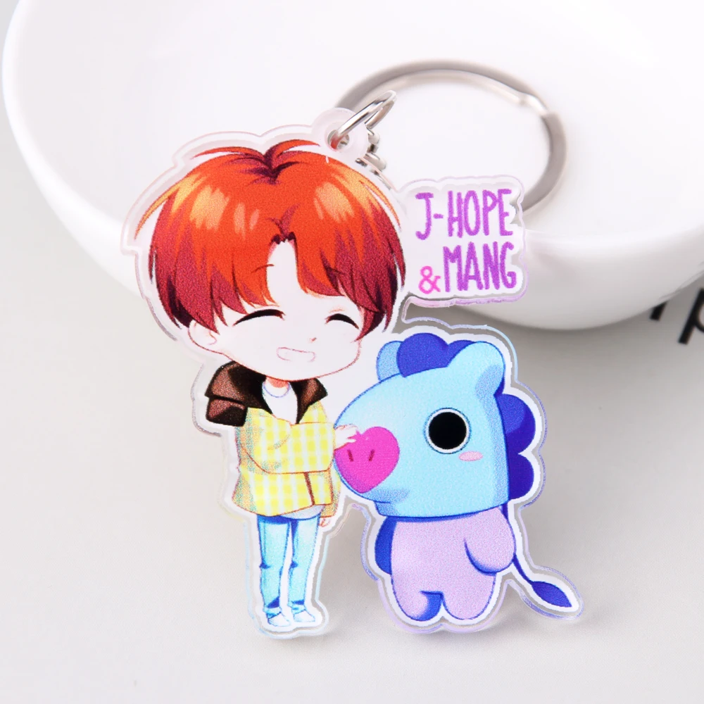 

New Style Cute J-HOPE V SUGA Keychain Love Yourself Acrylic Women Gift Keyring Key Chain