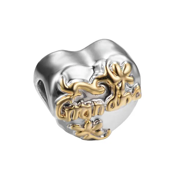 Free Shipping 1pc Silver And Gold Heart Shape Grandma European Free Shipping 1pc Silver And Gold Heart Shape Grandma European Hole Bead Charm Fit Bracelets A043 In Beads From Jewelry Accessories On