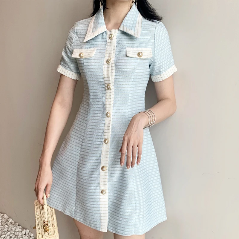 HIGH STREET New Fashion 2019Designer Runway Dress Women's Short Sleeve Color Block Buttons Shirt Dress