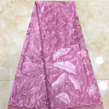 

Latest French Nigerian Laces Fabrics with Sequins Tulle African Laces Fabric Wedding dress African French Tulle Lace x83-34