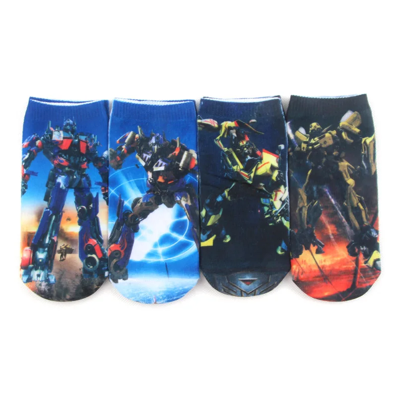 Новые модные носки с 3D принтом для мальчиков и девочек подарок на день рождения, 4 пары, детские носки для девочек хлопковые детские носки для детей от 2 до 8 лет - Цвет: boy jing gang