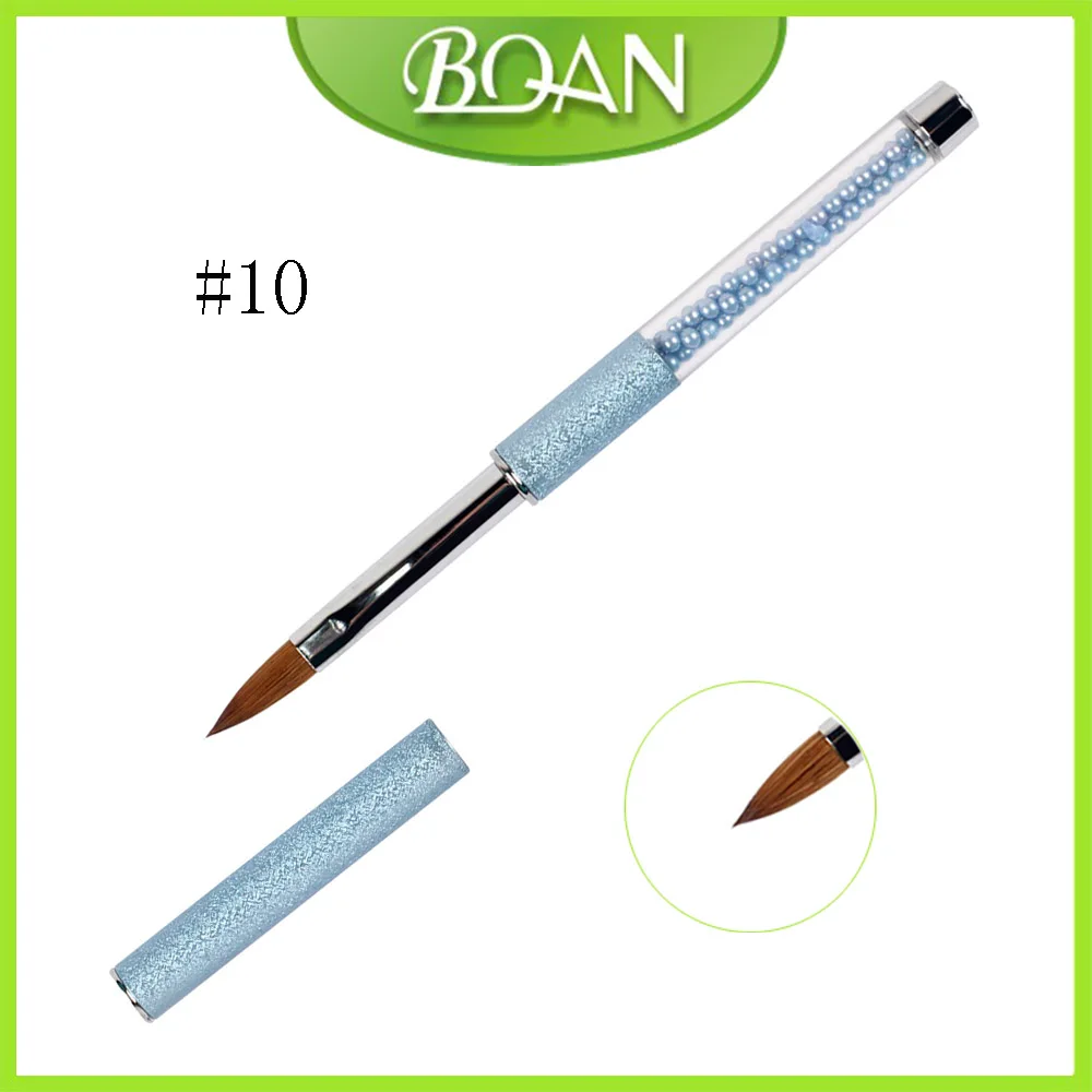 BQAN, розовые стразы, ручка, Чистый колонок, овальная кисть для ногтей, акриловая кисть для ногтей 10#8#6 - Цвет: Синий