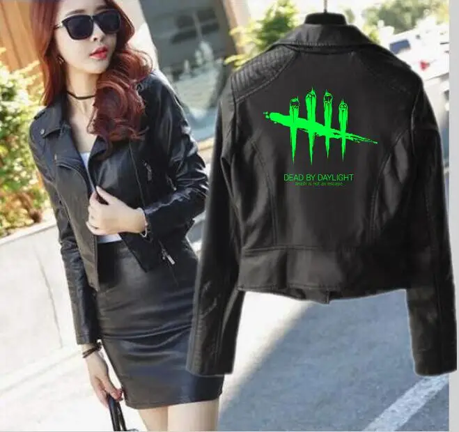 

Women's Short Casual Dawn Killer Butcher Game Anime Leather Jacket Pink/Black Women's Motorcycle Street Leather Brand Jacket