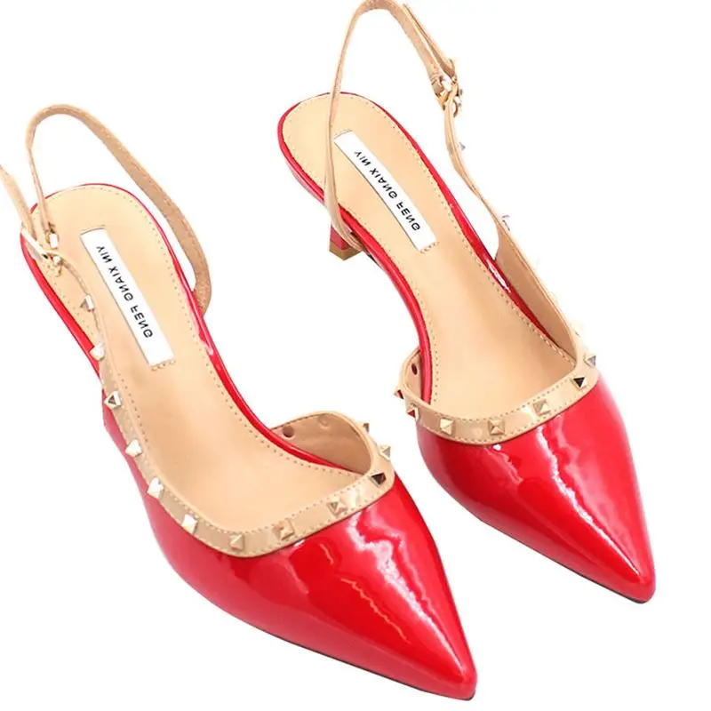 

French girl high heel women's fine single shoes female 2019 spring Korean fashion wild pointed rivet shoes